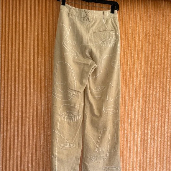 Women's Cream Straight Leg Pants - Picture 6 of 8